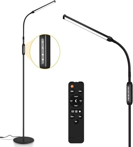 JCOTTON Stehlampe LED Stehlampe Dimmbar Leselampe Stehlampe Wimpern Lampe Kosmetik Lampe mit Schwanenhals 360°Verstellbar für Schlafzimmer Büro