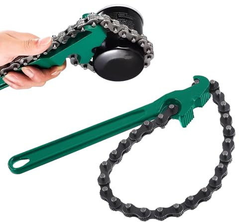 Keadic 1 clé à chaîne à cliquet robuste de 22,9 cm, pince réglable pour filtre à huile, clé multi-usage, convient pour un diamètre maximum de 12,7 cm pour camion et voiture