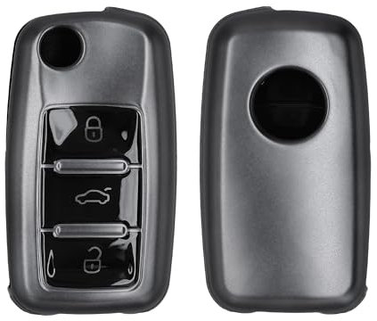 kwmobile Autoschlüssel Hülle kompatibel mit VW Skoda Seat 3-Tasten Autoschlüssel - Schlüsselhülle Silikon Cover - Schwarz matt Schwarz
