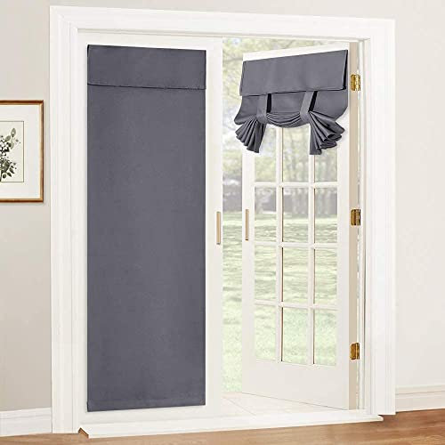 PONY DANCE Tende per Interni a Vetro Finestra Tende Oscuranti Grigie Moderne Curtains a Pacchetto con Velcro Facile da Installare, 2 Pezzi 70 x 180 CM