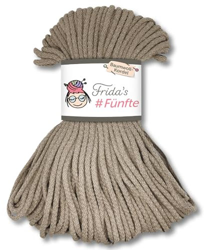 Frida's Wollhaus Frida's 250 g #Fünfte Baumwoll-Kordel Ø 5 mm Häkeln Stricken Makramee 30 Farben (768 | Hellbraun)