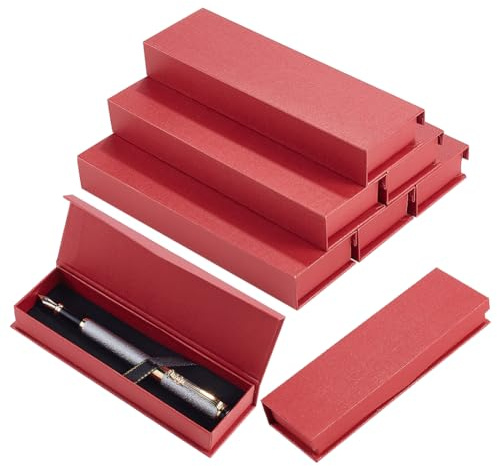 BENECREAT 10 Stück Dunkelrote Kugelschreiber-Geschenkbox Mit Magnetverschluss, Kartonetui Mit Langer Halskette Für Uhren, Stifte, Halsketten, Armbänder