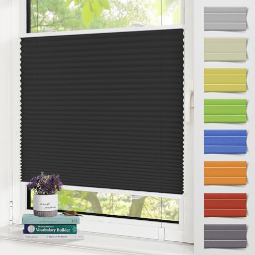 Zarnan Plissee ohne Bohren Blickdicht 80x180cm(BXH) plissee klemmfix UV-Schutz & Lichtfilterung Klemmplisseeses Fenster ohne Bohren Plissee mit Klemmträger easyfix Jalousie für Fenster und Tür