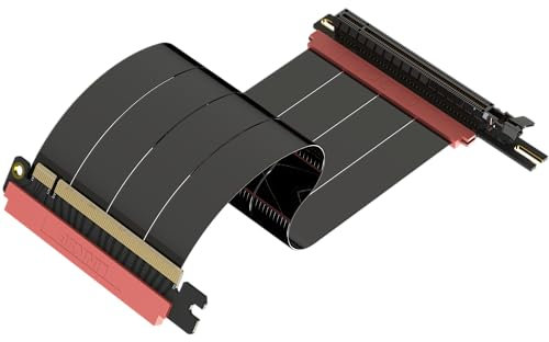 LINKUP - AVA5 PCIE 5.0 Riser-Kabel|RTX5090 RX9070 GPU Bereit|x16 128GB/s Geschwindigkeit|Fractal Design Era 2, Terra, PCIe 4.0 Kompatibel|Einzelne Umgekehrte Linkswinkel Schwarz, 24cm/Gesamtlänge 28cm