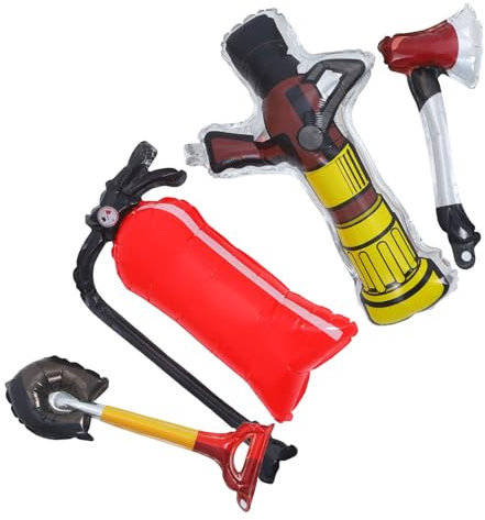 FAVOMOTO Fire Equipment Photo Booth Props Fireman Party Favors Firefighter Theme Balloons Inflated Shovels Axes Fire Hydrant Fire Fighter Photography Backdrop Decorations
