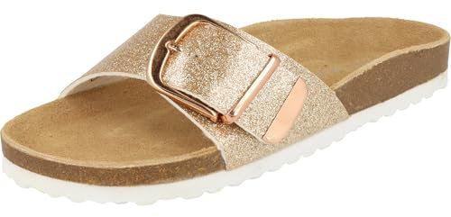Piece of Mind 274-102 Damen Pantolette Sandale Lederfußbett Schnalle Rosegold (Rosegold, EU Schuhgrößensystem, Erwachsene, Damen, Numerisch, M, 39)