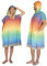 LeStoff Badeponcho - 100% Bio-Baumwolle - Leicht, Saugstark, Schnelltrocknend, Strandponcho Kapuze, Handtuchponcho, Surfponcho, Umkleideumhang, Handtuchkleid, Duschponcho, Umziehponcho (Rainbow, S)