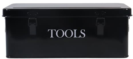Xbopetda Metal Tool Box, Tool Box Organiser with 4 Compartments, Portable Tool Storage for Daily Use, Tool Box Empty with Safety Locks, Small Toolbox Tool Storage Case for Garage Home Garage (Black)