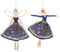 Gisela Graham Himmlische Fee in Blau & Gold Stoff & Harz Hochzeit Hängeornament, 2 Stück