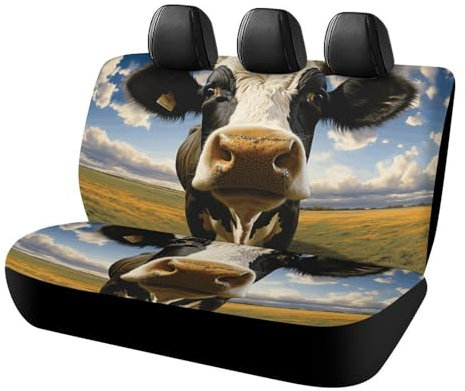 VFMNT Autositzbezug für Rücksitz Prärie Kuh Auto Rücksitzbezug Auto Sitzbezug Bank Fahrzeuge Sitzbezug Schonbezug Schutz für Hund Auto Rücksitzbezug für SUV Limousine