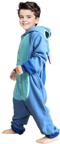 Suffolly Animal Onesies Kids Costume Kids with Buttons Cartoon Onesie Costume Fancy Dress Up Onesies for Boys Girls Hooded Shaker Fleece Pajamas Kids Onesies(C, 100)