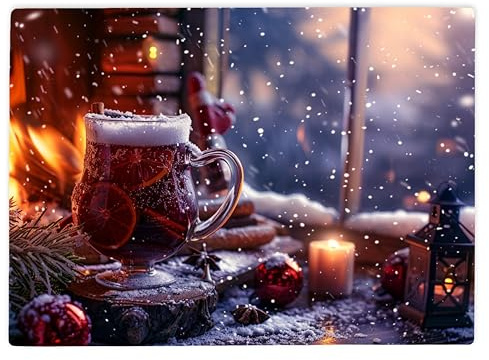 Shopagift Mulled Wine Winter Christmas Glass Chopping Board Large Kitchen Worktop Saver 39cm x 28cm