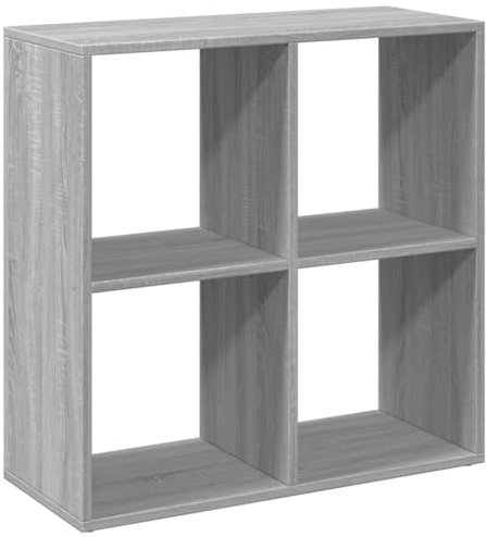 vidaXL Raumteiler Bücherregal, Standregal Raumtrenner für Wohnzimmer Schlafzimmer Büro, Büroregal Würfelregal Regal 4 Fächer, Grau Sonoma Holzwerkstoff
