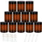 CulnCraz Lot de 12 bocaux ronds en verre ambré de 240 ml avec doublures intérieures, couvercles noirs et bocaux en verre avec étiquettes pour slime, produits de beauté, cosmétiques, lotion, poudres et