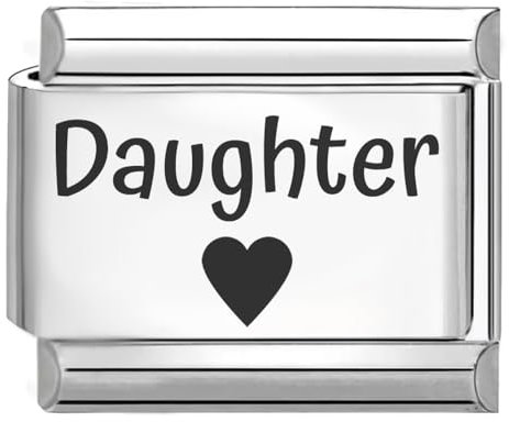 Personalised Custom Engraved Italian Charm Fits All 9mm Bracelet Links (Daughter)
