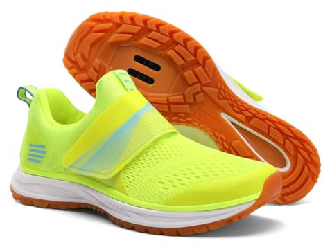 Pairobin Fahrradschuhe Damen Indoor Fahrradschuhe Outdoor Fahrradschuhe Bequem Atmungsaktiv Kompatibel mit SPD Cleats, Grün , 36 EU