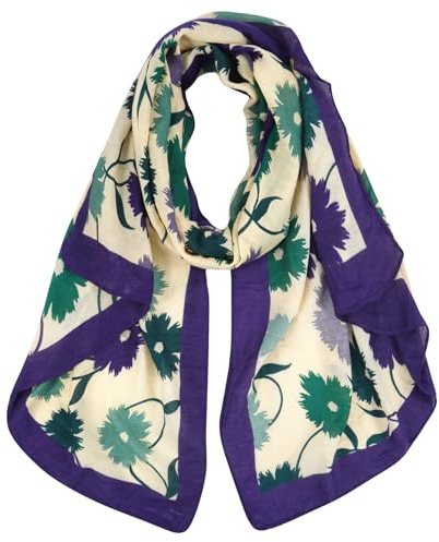 DAMILY Leichter Schal für Damen Mode Blumenmuster Wickeltuch Schal bequeme Stola Tuch, 180*90cm