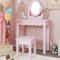 MROJISC Schminktisch Kinder Mädchen ab 4, Kinderschminktisch mit Abnehmbarem Spiegel Schminktisch Mädchen Set Schreibtisch mit Hocker, Rosa