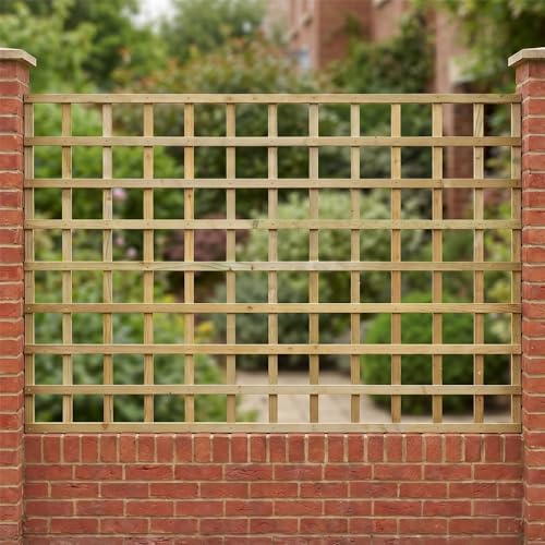 Standard Fence Panel 6ft x 4ft Square Garden Trellis Wooden Screen 4pk | 182.8cm x 120cm, Flat Top Privacy Lattice, Pergola, Balcony & Patio Screening, Treated, Support for Plants & Vegetables