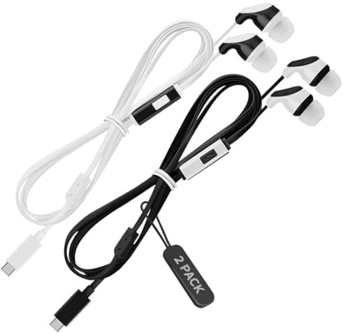 Lot de 2 écouteurs filaires USB C avec microphone, écouteurs intra-auriculaires compatibles avec iPhone 15, iPad Pro, Galaxy S23/S22, Pixel 8/7/6, écouteurs de type C pour appareils USB-C, écouteurs
