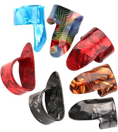 Milisten 7Pcs Set Plastic Finger Picks Set Durable Thumb Picks for Guitar Players Fingers and Nails for Acoustic Electric and Classical Guitars