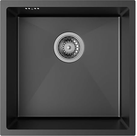 Coubird Fregadero de cocina de acero inoxidable negro para montaje inferior o superior, fregadero de cocina pequeño con accesorios de escurridor, adecuado para cocinas, caravanas, bares y cuartos de