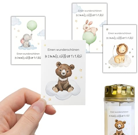 4x AUFKLEBER für GRABKERZEN • Mixpaket Himmelsgeburtstag Sternenkind • Grablicht • Motiv mit Spruch • Sticker für Kerzen Grabdeko • witterungsbeständig • Größe für Standartkerzen (2-3 Tage Brenndauer)