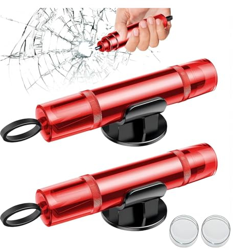 Auto 2-in-1 Gurtschneider & Nothammer | Professioneller Fensterbrecher mit Testglas | Notfallhammer mit Gurtcutter für PKW & Busse | Sicherheitswerkzeug Set