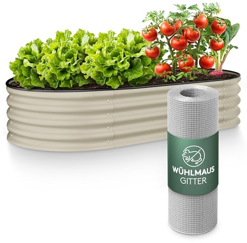 GRUNA Hochbeet Metall 120x60x30 (Creme Weiß) - Formstabil & 100% Rostfrei | Hochbeete für Garten in einem 6 in 1 Modular Hochbeete-Kit. Es ermöglicht variable Aufbauformen, ist langlebig und robust.