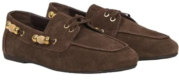 DESA Damen-Schnürschuhe aus Wildleder, bequem, lässig, für jeden Tag | Braun - 37