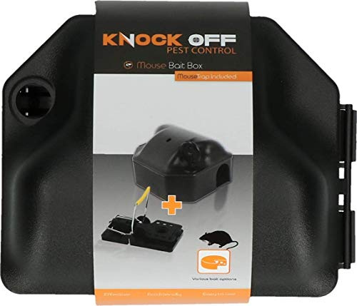Knock Off Futterkiste - Köderbox für Mäuse - Mit Kindersicherung - Zur Verwendung mit Mäusegift oder Mäusefallen - Feststehend - inkl. Mäuseklammer + Schlüssel
