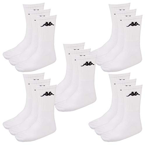 Kappa 15 Paar SONOTU 3 Sportsocken Gr. 35-46 Unisex Tennissocken, Farbe:White, Socken & Strümpfe:39-42