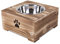 green leaves Dog Food Feeding Stand Station Stainless Raised Bowl Wooden Crate (Medium Single Bowl)
