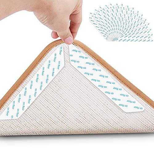 Jooheli Teppichgreifer Antirutschmatte, 16 Stück Waschbar Antirutschmatte für Teppich, Rug Grippers Rutschfester Teppichunterlage, Wiederverwendbar Teppich Aufkleber Starke Klebrigkeit(Verdicken)