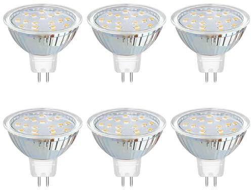Akynite Deckenstrahler GU5.3 12V LED 3W Neutralweiß 4000K, 120 Grad, 300lm, GU5.3 20W Halogen Ersatz, 50mm AC DC 12V MR16 GU5.3 LED-Einbaustrahler Neutralweiss, nicht dimmbar, 6 Stück
