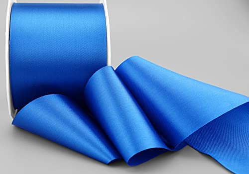 finemark 25 m x 72 mm Satinband Sophie BLAU (614) Satin Tischband Schleifenband ohne Draht breites weiches Band Tischdekoration Tisch Deko Geschenkband mit einseitigem Glanz