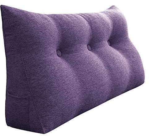 VERCART Keilkissen Bett Großes Rückenkissen Bett Kopfteil Bequemes Lesekissen für Bett und Sofa 2 in 1 Rückenlehne und Kopfkissen Couchkissen Langes XXL Lendenkissen Leinen 100cm Grauviolett