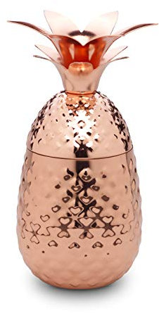 ECHTWERK Ananas Cocktail Becher/Pineapple Mug aus hochwertigem Edelstahl inkl. dekorativer Geschenkbox, 500ml, 9,3 x 20cm, Kupfer Edition