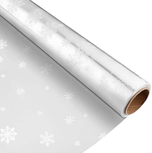 Toyvian Zellophan Wrap 3000X43cm Zellophan Rolle 2. 5 Mil Schneeflocke Dekoriert Floristen Verpackung Zellophan für Weihnachten Home Party Obst Dekoration