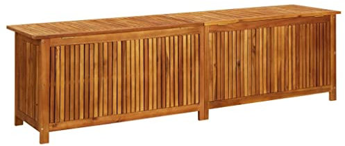 KOIECETA Akazienholz Massiv Garten Aufbewahrungsbox Auflagenbox Kissenbox Gartenbox Gartentruhe Kissentruhe Gartenmöbel Truhe Box Kiste (200x50x58cm)