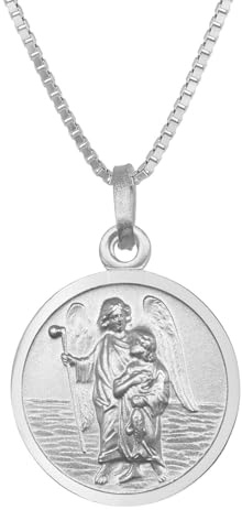trendor Halskette mit Erzengel Raphael Anhänger Ø 16 mm 925 Silber 41465 | zauberhaftes Schmuckstück für Damen und Herren, wunderschöne Geschenkidee,