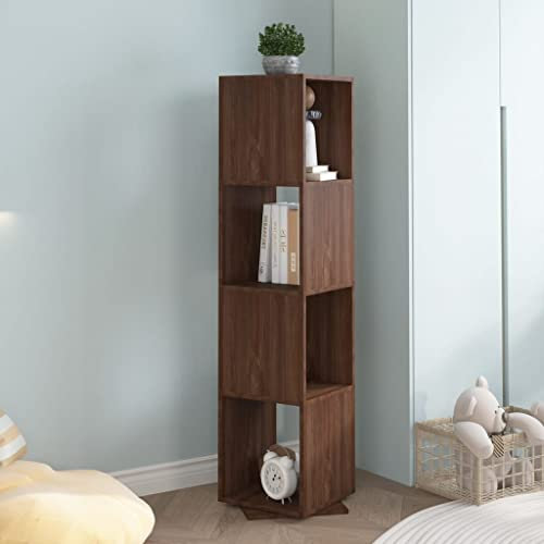 lvssiao Stufenregal Bücherregal Raumtrenner Aktenregal, Drehregal Braun Eiche-Optik 34,5x34,5x147,5 cm Spanplatte für Wohnzimmer, Schlafzimmer, Büro