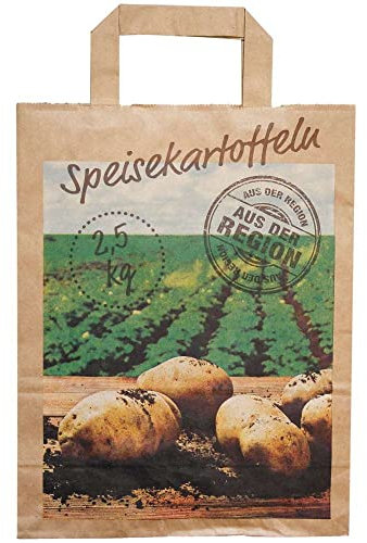 Boxolutions 250 Kartoffeltüten - braune Kraft Papiertüten mit Kartoffelmotiv bis 2,5 kg extra stark in 90 g/m2-250 Stück