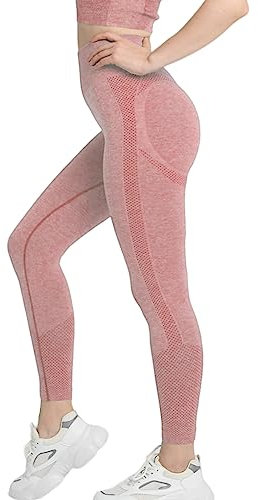 Merlvida Scrunch Butt Sport Leggings Damen High Waist Seamless Push Up Leggings Blickdicht Boom Booty Leggings Sporthose mit Bauchkontrolle Slim Sportleggins Gym Leggins Hose B06 - Rosa Size M
