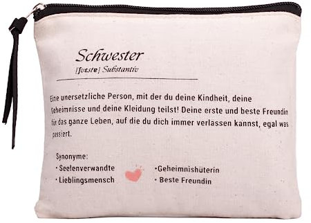 Beste Freundin, Kosmetiktasche Klein Natur, Make up Tasche für Große Schwester, Jugendweihe Geschenke Mädchen (Schwester Geschenk)