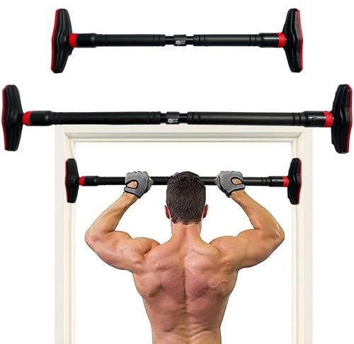 MuscleForge® Doorway Pull Up Bar Adjustable 96-135 cm Long for Wide Door Frames, No Screws Required, Innovative Lock-Up function, for Pull-Ups, Knee Raises, Calisthenics, Pullup bar for Home Gym