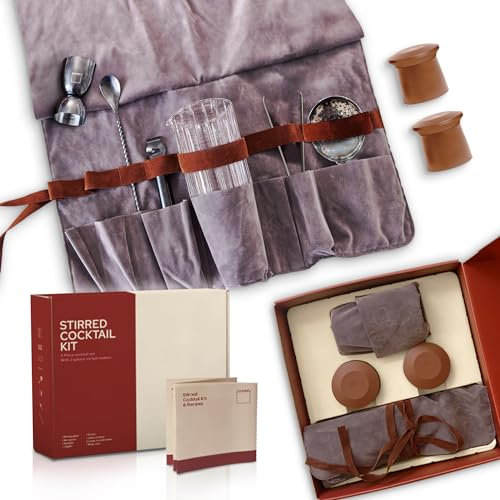 GooD ELEMENT, 8-teiliges Set, Stirred Cocktail, Cocktail Mix Set, Rührglas Cocktail, 2 Eiswürfelform silikon, Cocktail Set Geschenk, Whiskey Set, Bar Set, Bartender Set, Negroni