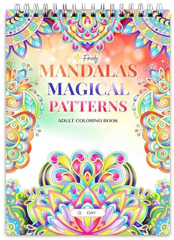 Finoly Mandalas Malbuch für Erwachsene Magical Patterns mit 30 Illustrationen | Ausmalbuch für Erwachsene Reduzieren Stress | Mandala Buch für Erwachsene A4 | Premium Papier | Spiralbindung (Tag)