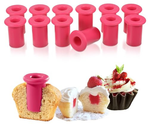 SIWOKJJO 12 Stück Ausstecher Backförmchen, Cupcake Silikon Backförmchen, zum Aushöhlen und Befüllen von Muffins, Cupakes