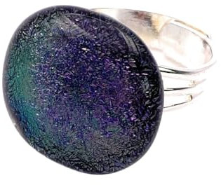 Dichroitischer Glasring, handgefertigter Glasring, handgefertigter dichroitischer Glasring, handgefertigter Glasschmuck, geschmolzener Glasring, violetter Ring, 1,8 cm/18 mm, Glas